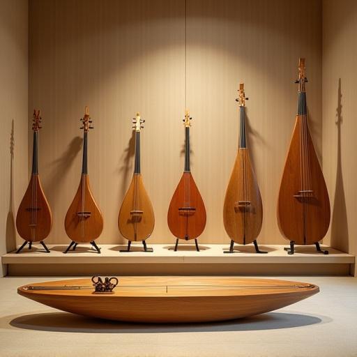 販売用に展示されている美しい箏